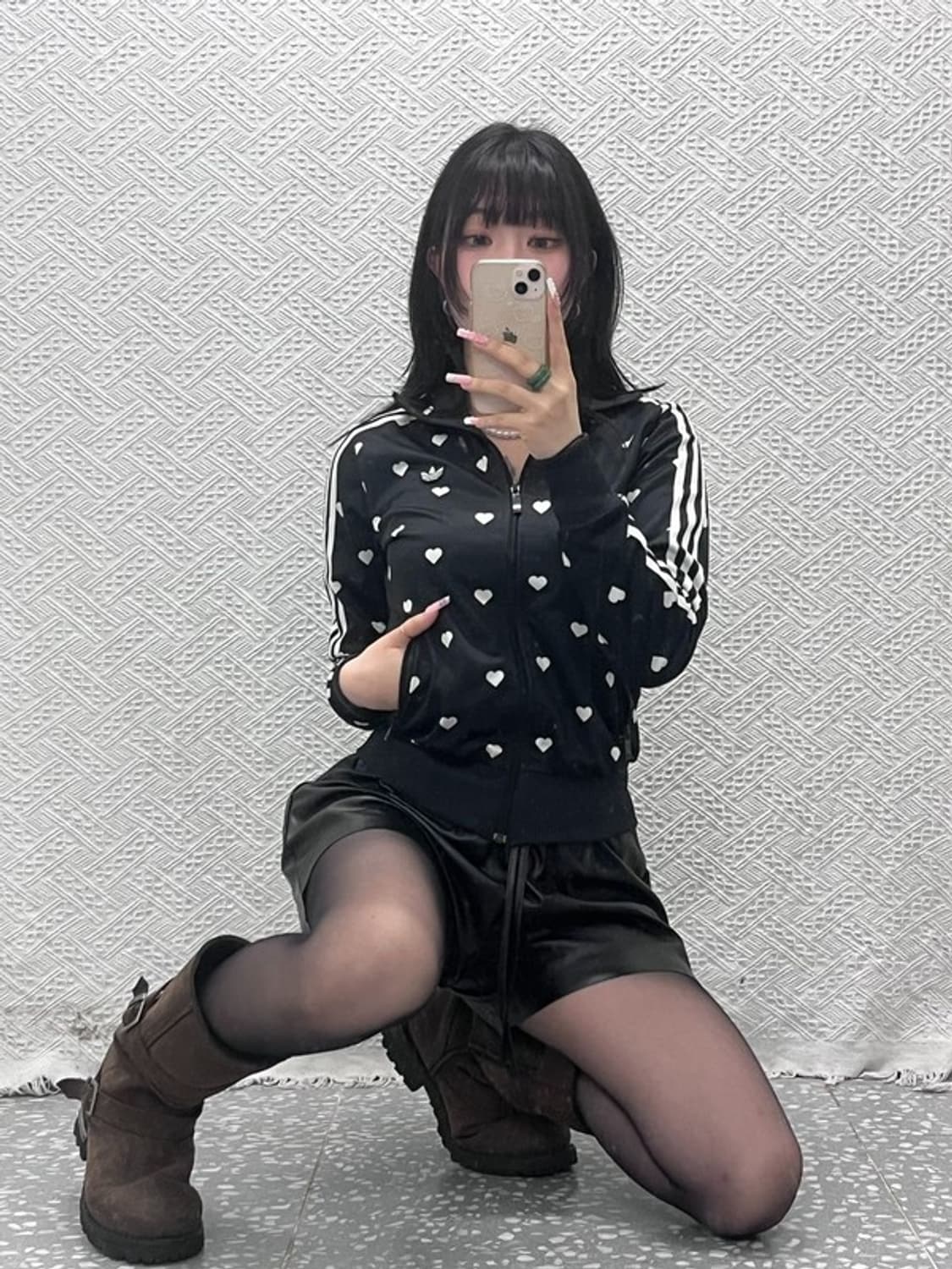 아디다스 Y2K 키치 스트릿 펑크 하트 도트 져지 집업 C12370 상품이미지1