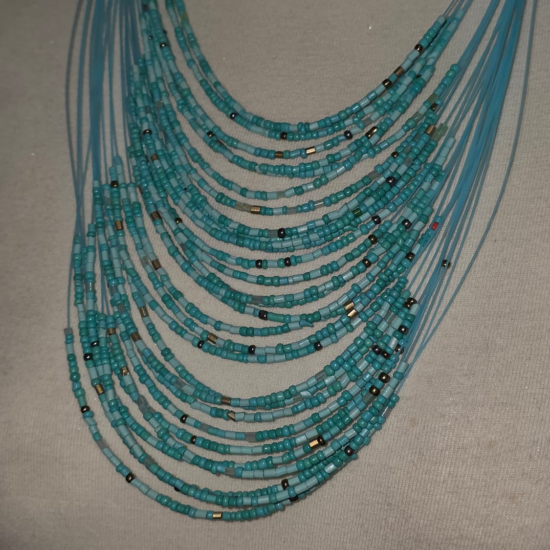 빈티지)아쿠아민트블루 터키석 보헤미안앤틱y2k레트로 비즈 레이어드 목걸이 상품이미지2