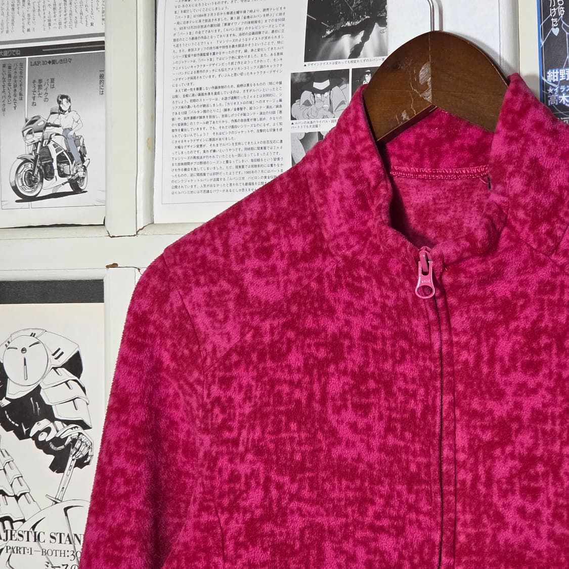 빈티지 마젠타 핑크 후리스 집업 상품이미지2