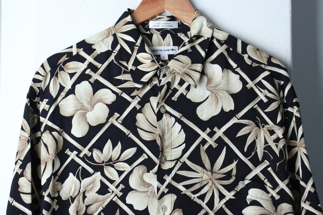 (L-XL) 피에르가르뎅 반팔셔츠 남방 90년대 USA 블랙-H33366 상품이미지3