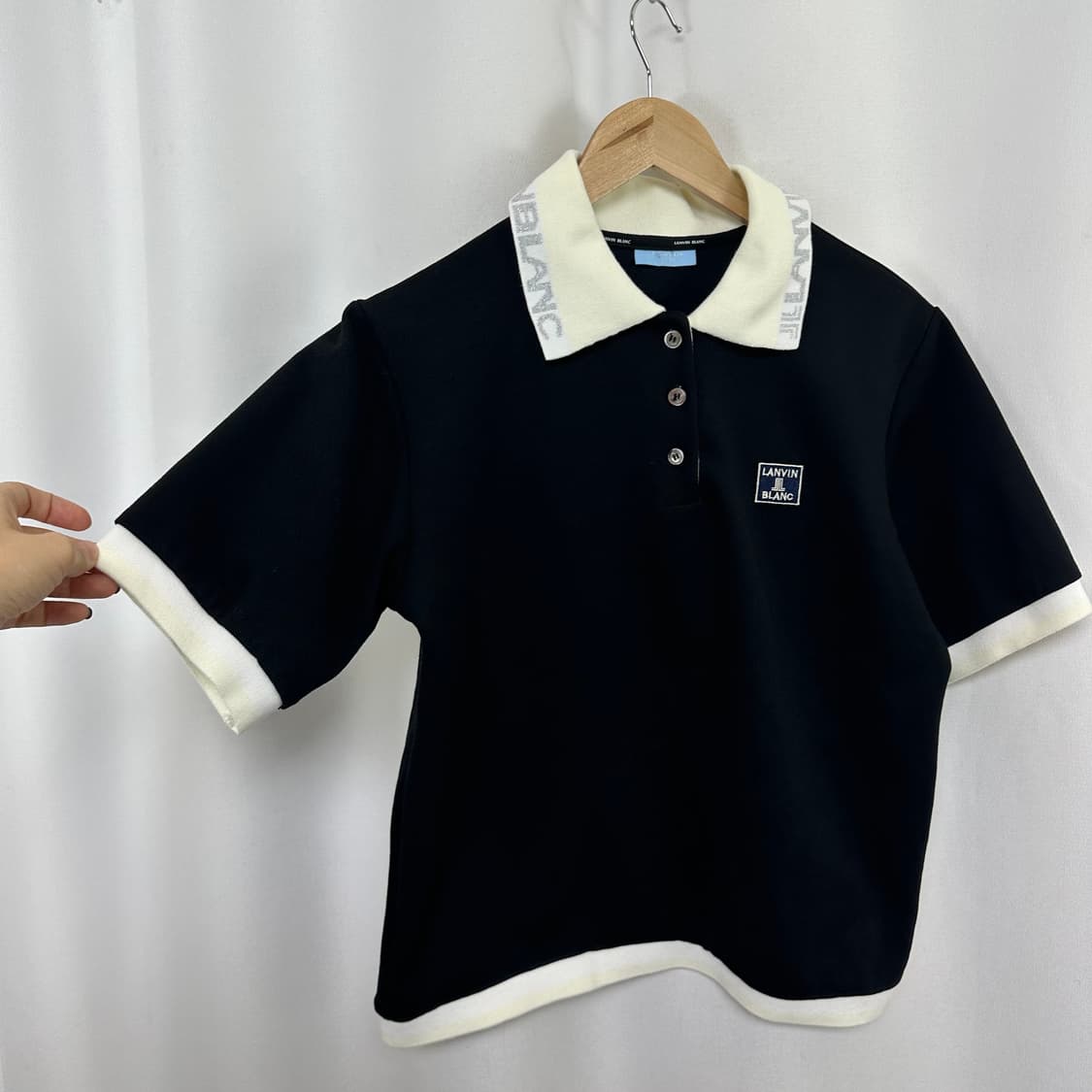 랑방 여자 카라 반팔티 검정 L  상품이미지5