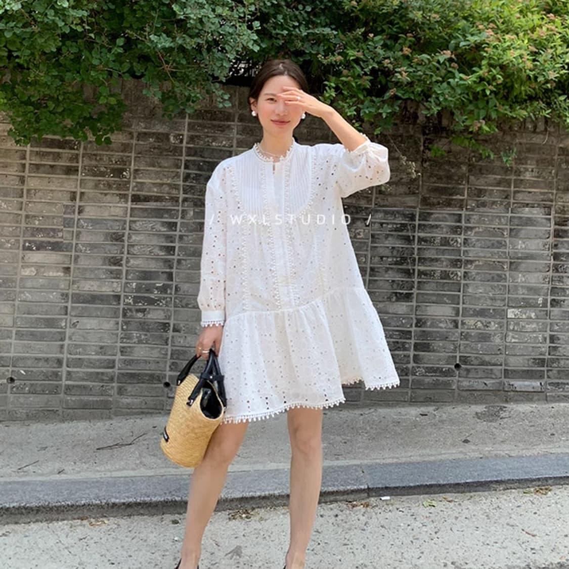 메이비베이비 디어리스트 화이트 펀칭원피스 55-66 새상품 상품이미지6