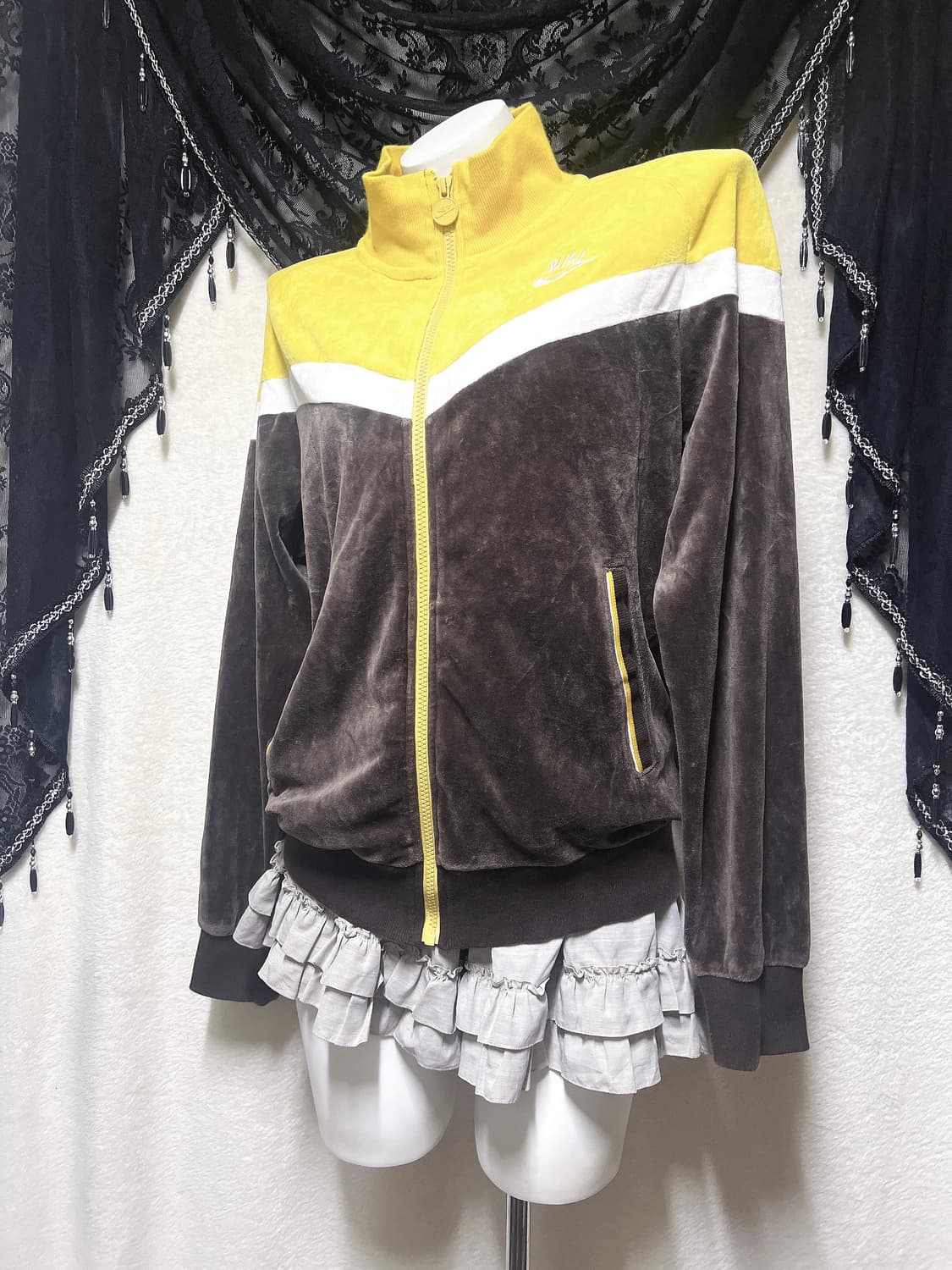 나이키 초코바나나 브라운 벨벳 트랙탑 집업 저지 져지 스포티 갸루 핀터 상품이미지3