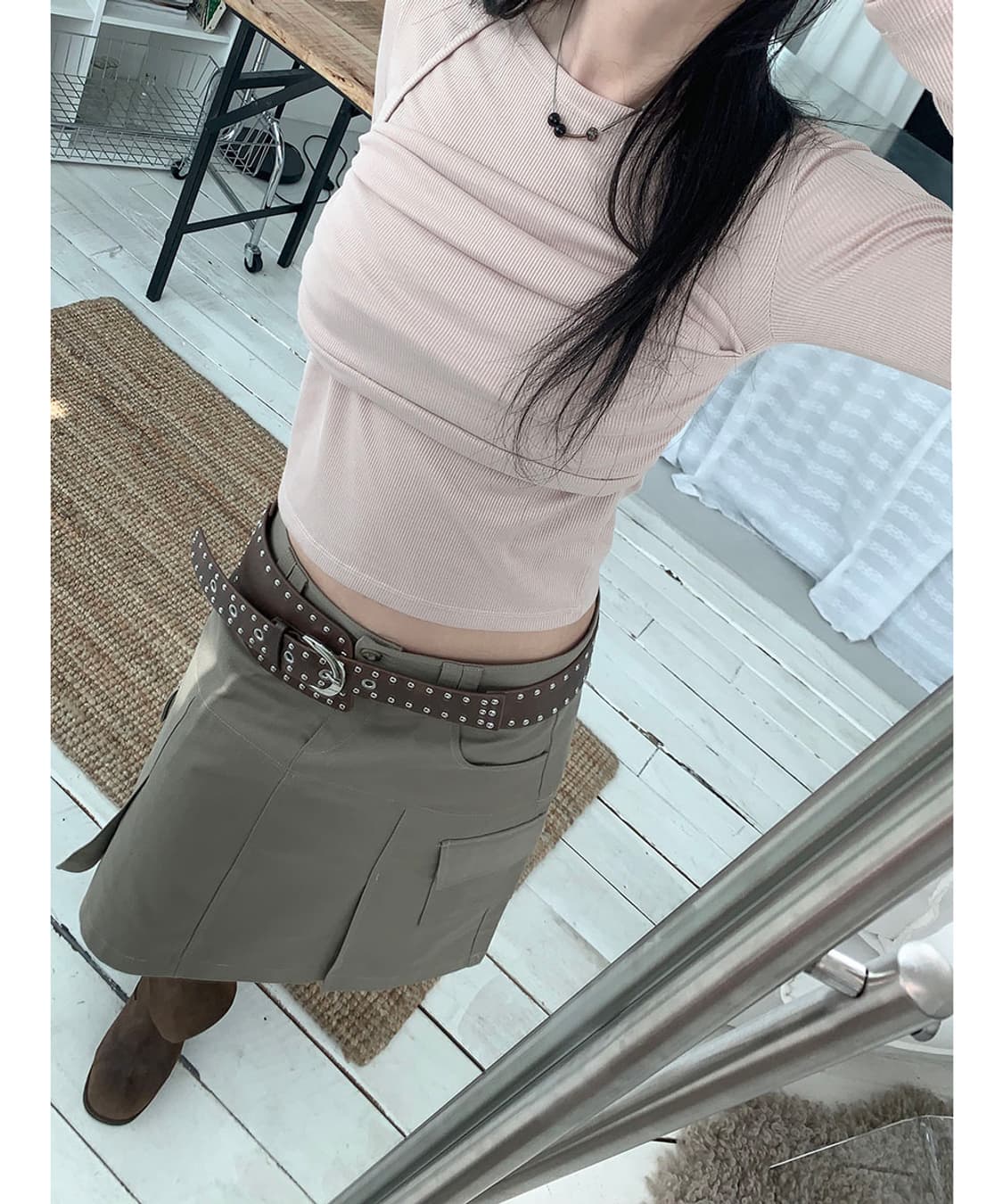 새상품) 카고 미디스커트 카키베이지 상품이미지2