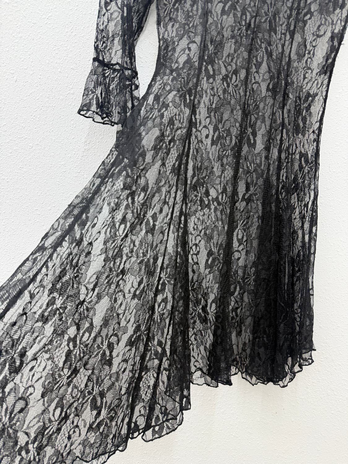 빈티지 블랙 레이스 레이어드 미디 원피스 상품이미지3