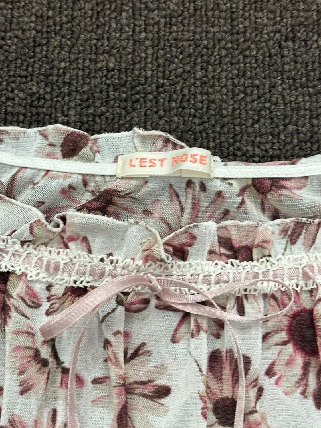 M)Japanese vintage 여성 플라워 패턴 레이스 블라우스 상품이미지6