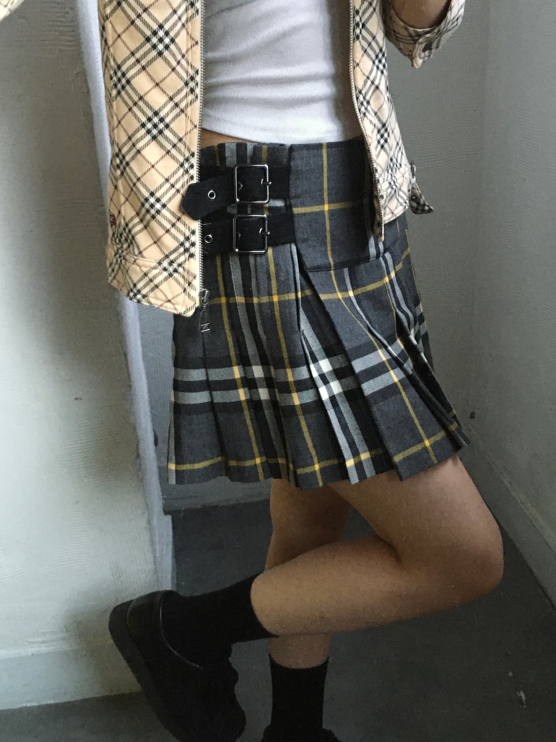 Burberry 버버리 블루라벨 차콜 체크 미니 스커트 상품이미지3