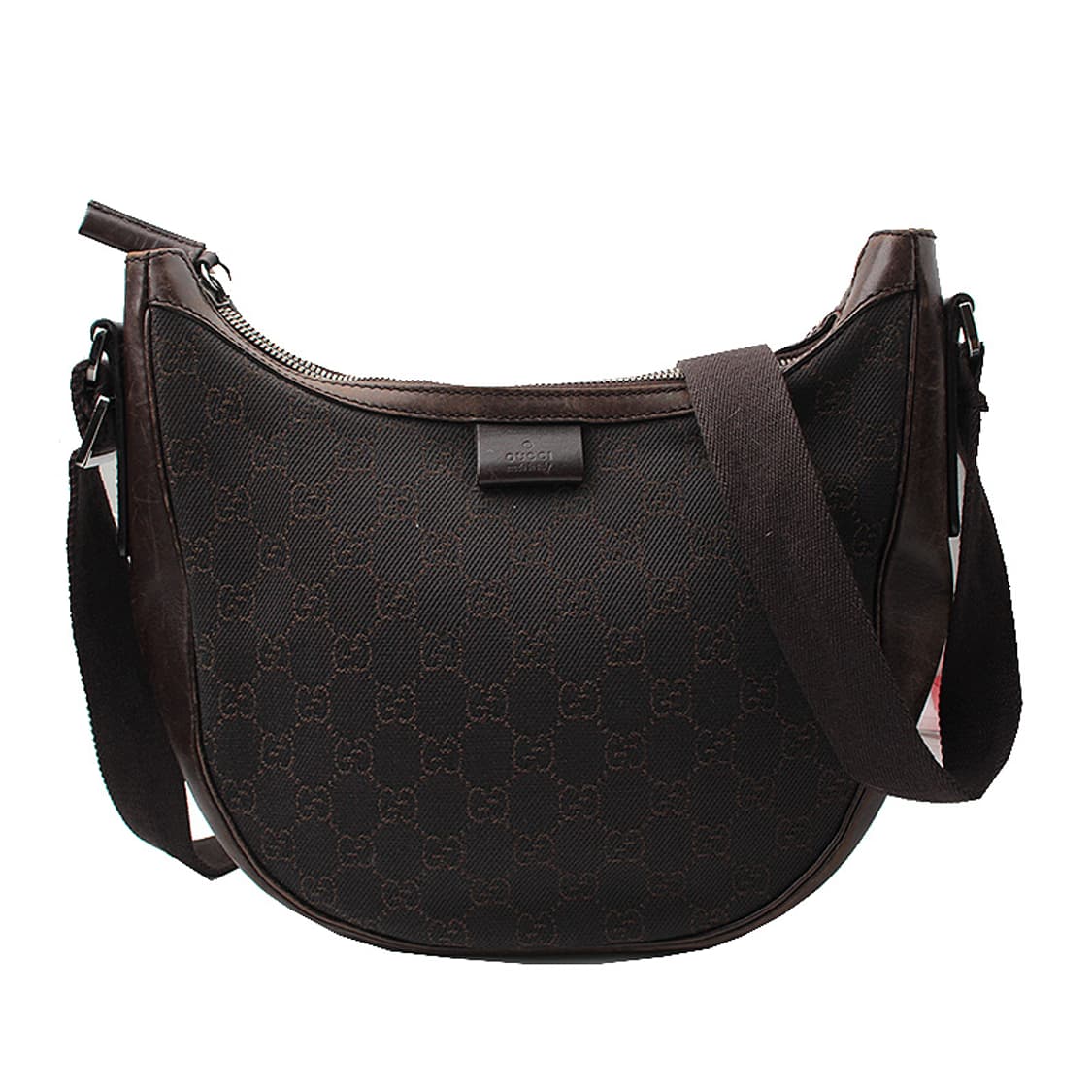 구찌 딥브라운 자카드 하프문 크로스백 상품이미지1