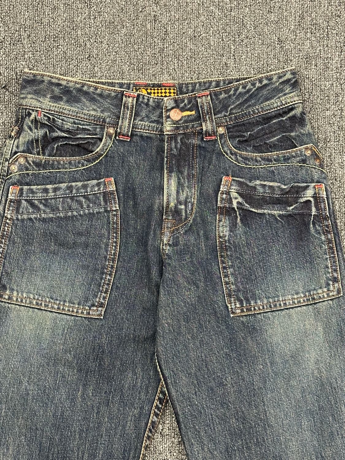 150)재패니즈 빈티지 여성 스티치 포켓 중청 데님팬츠 상품이미지4