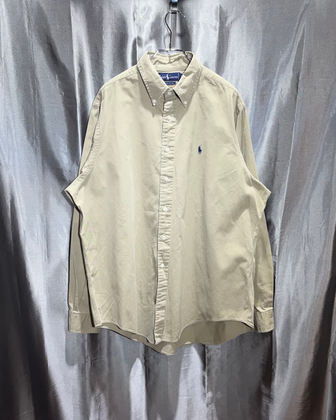 XL 폴로랄프로렌 네이비 포니 베이지 코튼 셔츠 상품이미지2