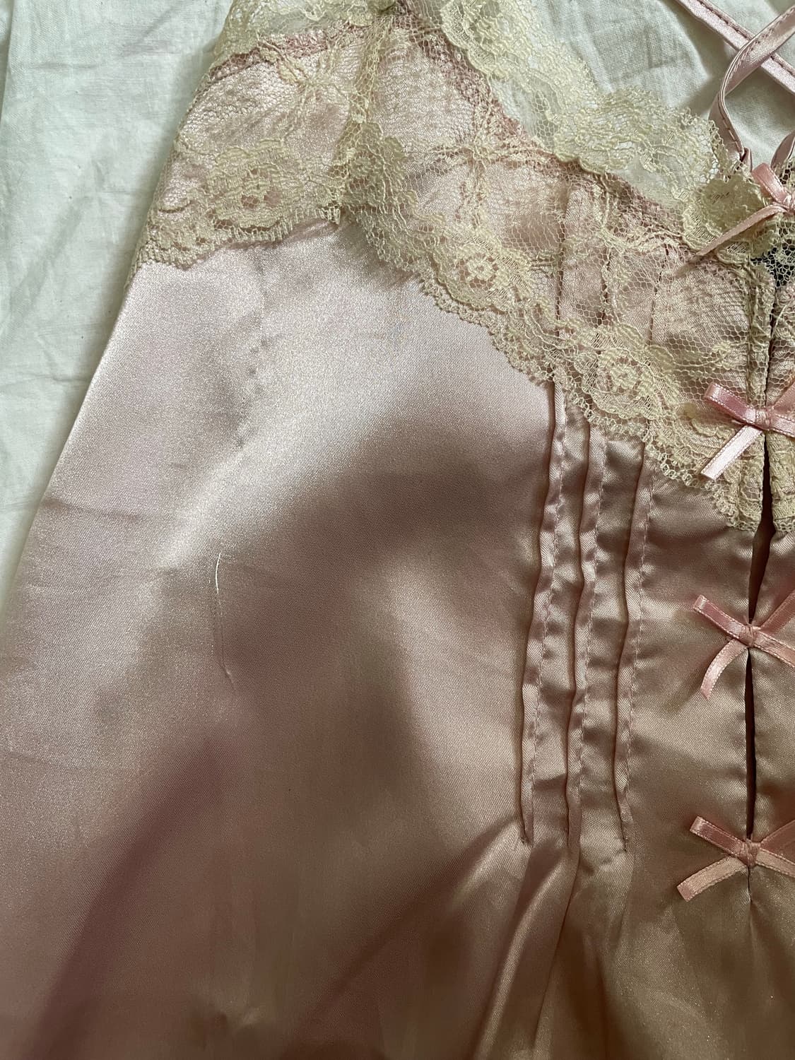 로맨틱 핑크 새틴 레이스 캐미솔 상품이미지5