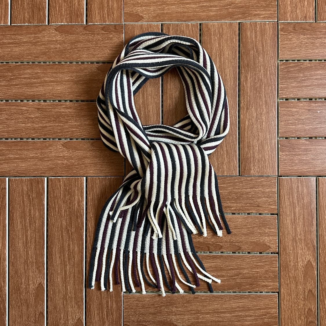 Matsui knit striped fringe muffler 상품이미지1