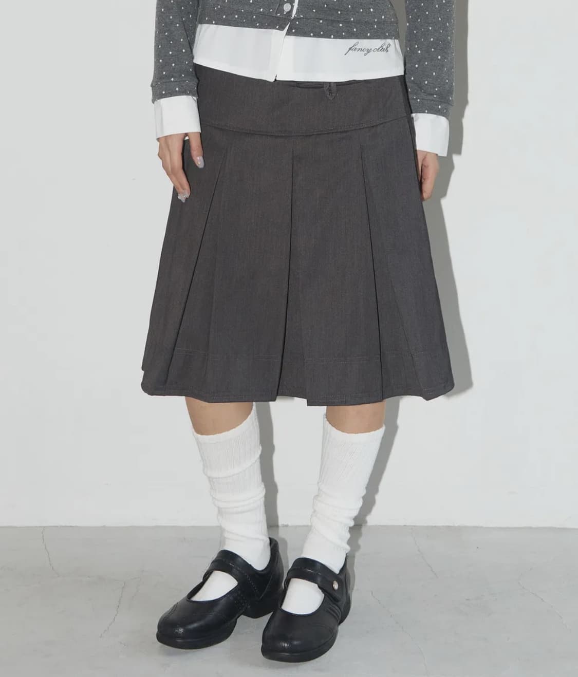 네스티팬시클럽 플리츠 미디 스커트 그레이 상품이미지3