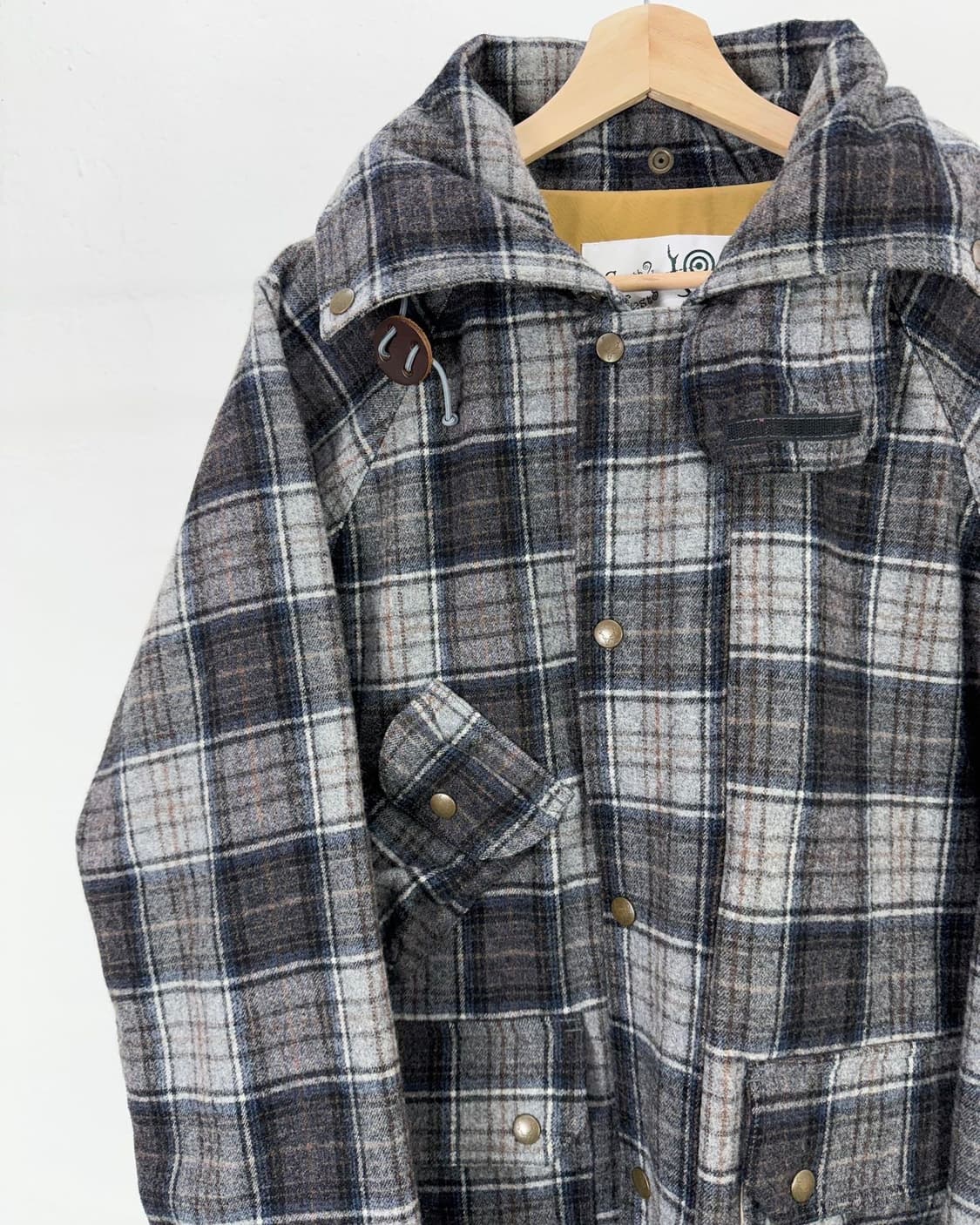 남이서팔 윈드 스토퍼 타탄 체크 히든후디 자켓 상품이미지2