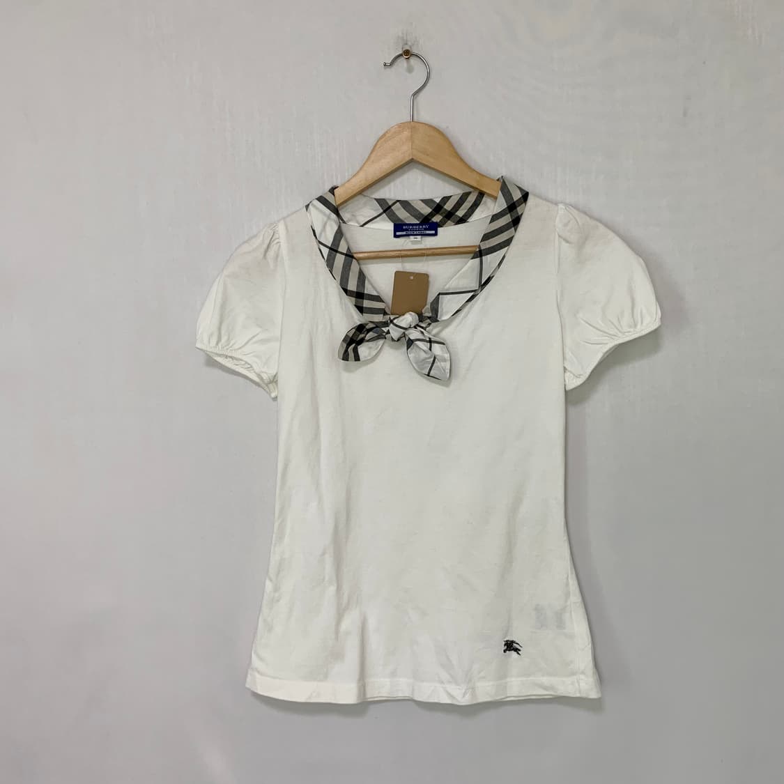 버버리 세일러 퍼프 소매 반팔 티셔츠 블라우스 아이보리 딱붙 상품이미지1