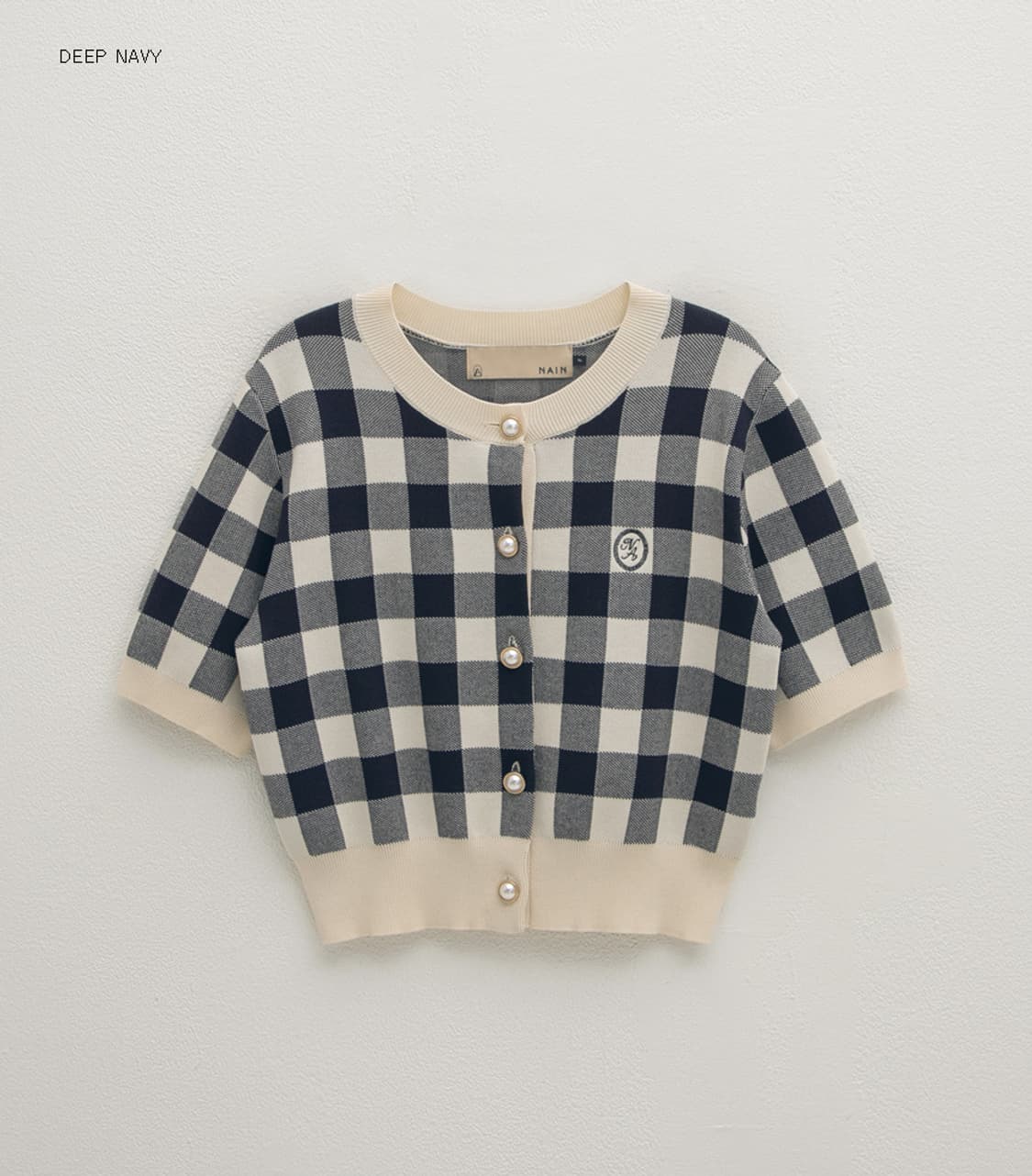 나인 아뜰리에나인 도로시 썸머 깅엄 체크 반팔 크롭 가디건 니트 F 상품이미지6