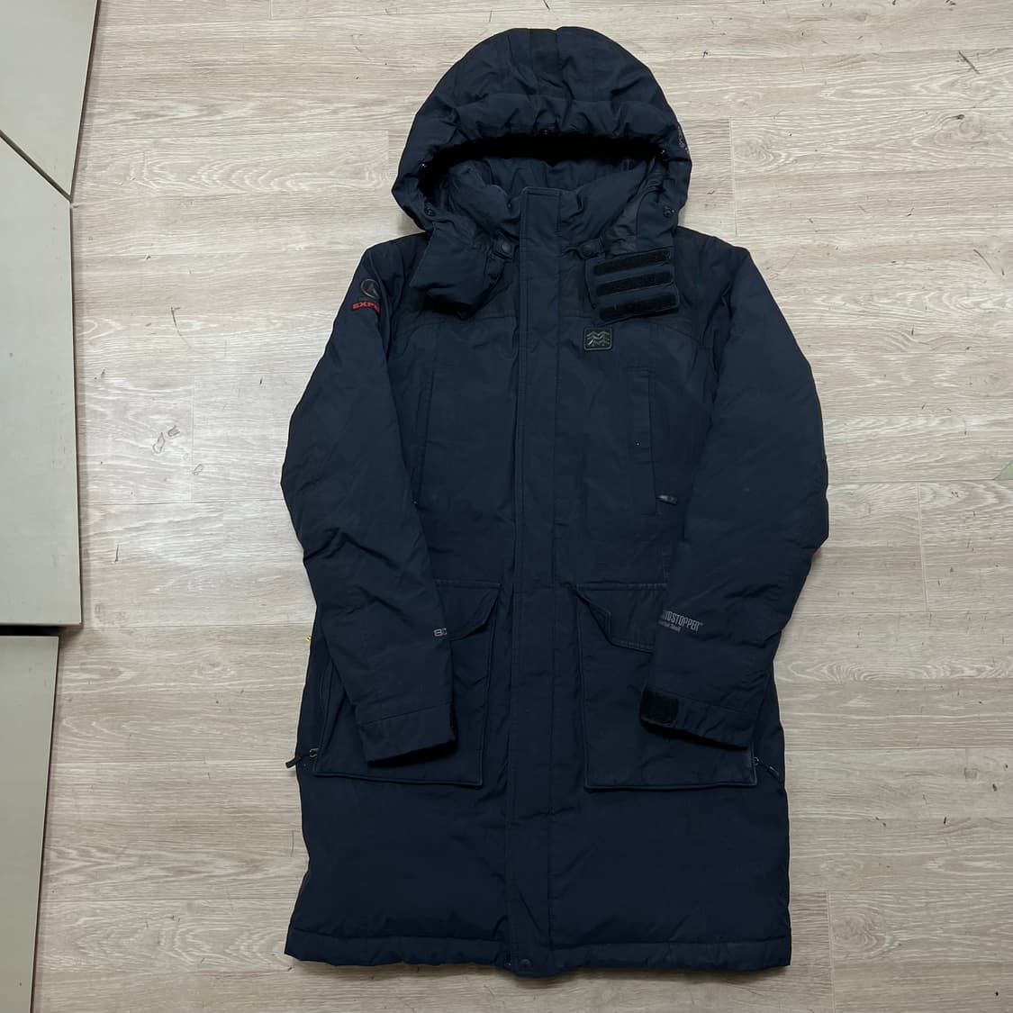 코오롱 스포츠 윈드스토퍼 구스다운 800 후드 롱패딩 [블랙] M/95 상품이미지1