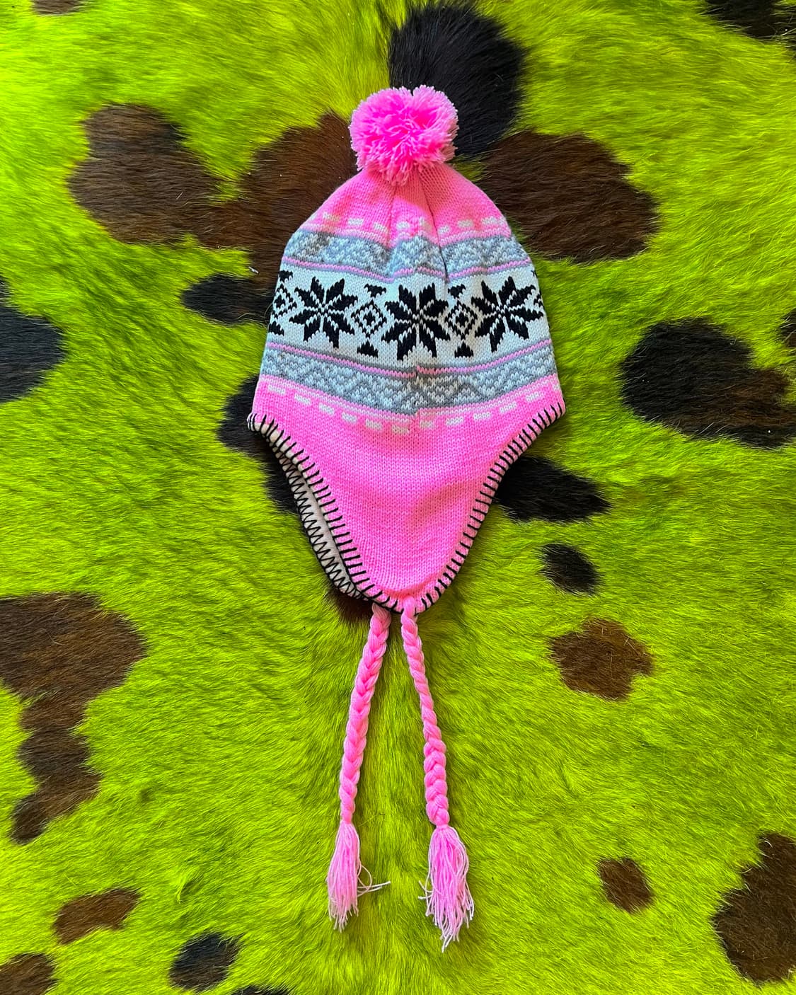 JPN Vintage Pink Ear-Muff Knit Beanie 상품이미지4