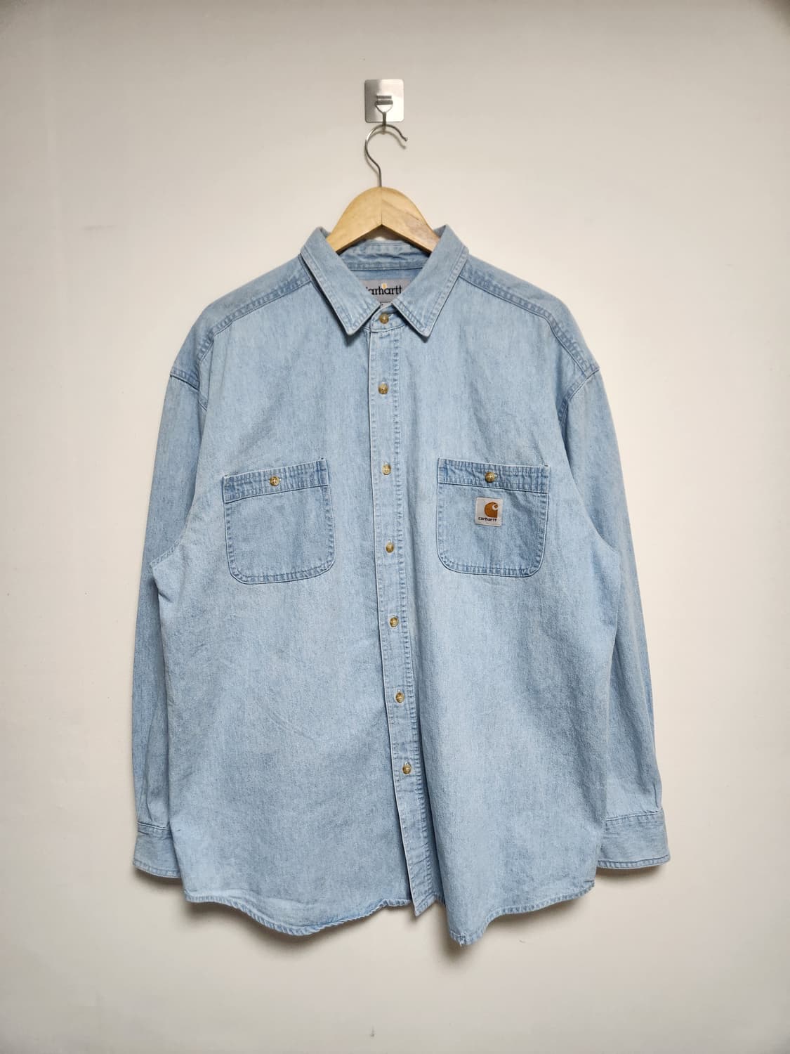 칼하트Carhartt 카라 배색 데님 셔츠 L - S198 상품이미지1