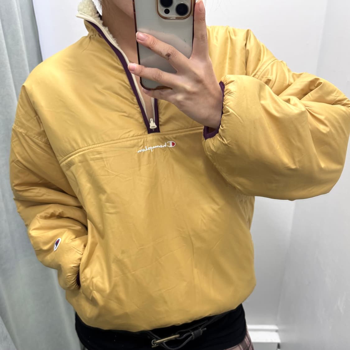 챔피온 아이보리 옐로우 리버시블 후리스  상품이미지2