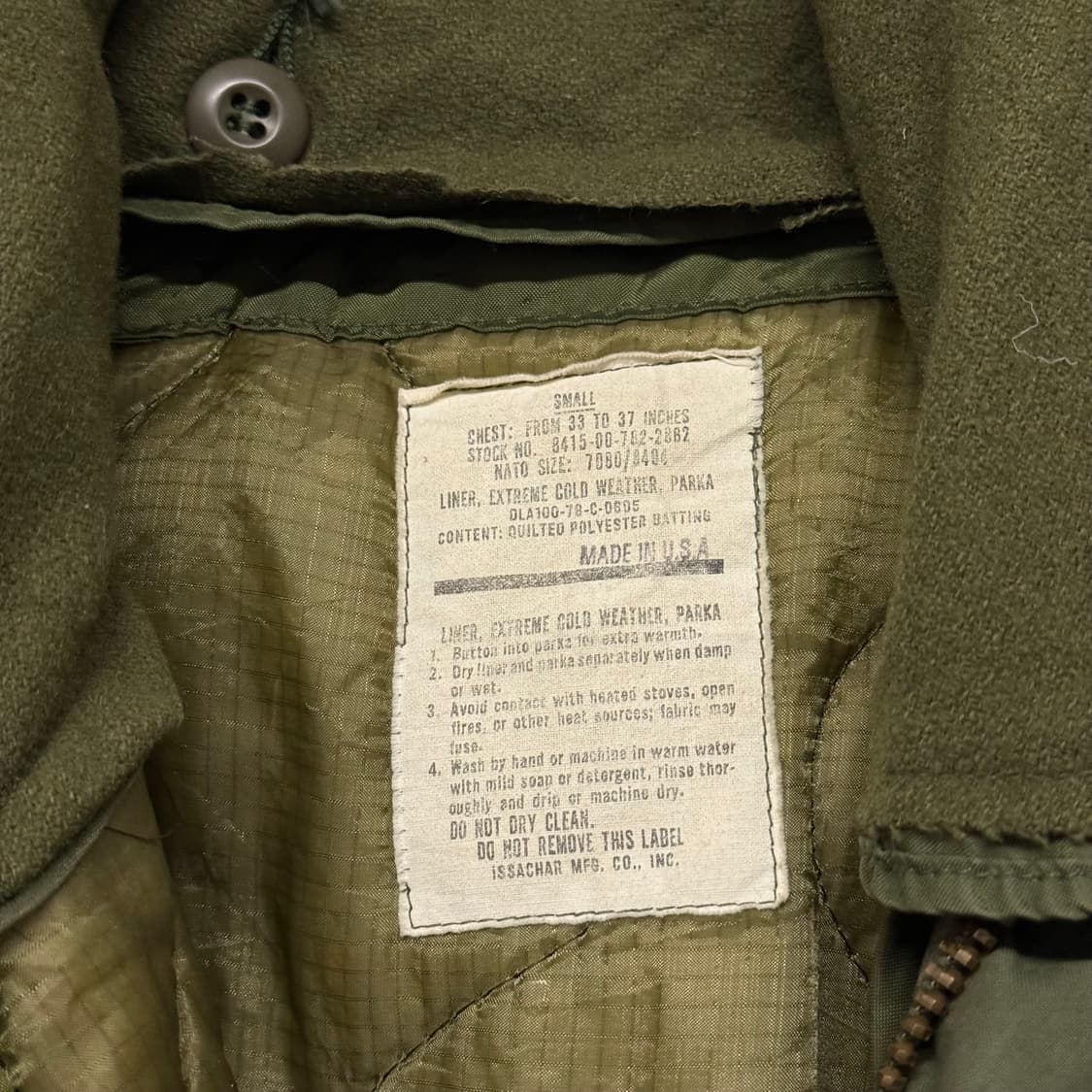80s 오리지널 M-65 피쉬테일 개파카 풀세트 OG 밀리터리 상품이미지7
