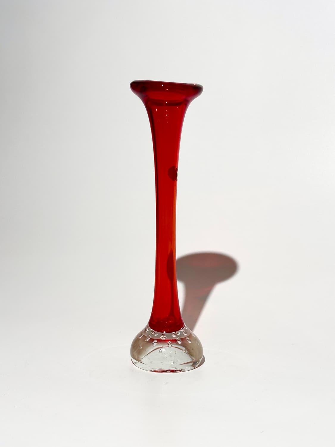 일본 빈티지 TGK Pine 아트글라스 레드 본 화병 상품이미지7