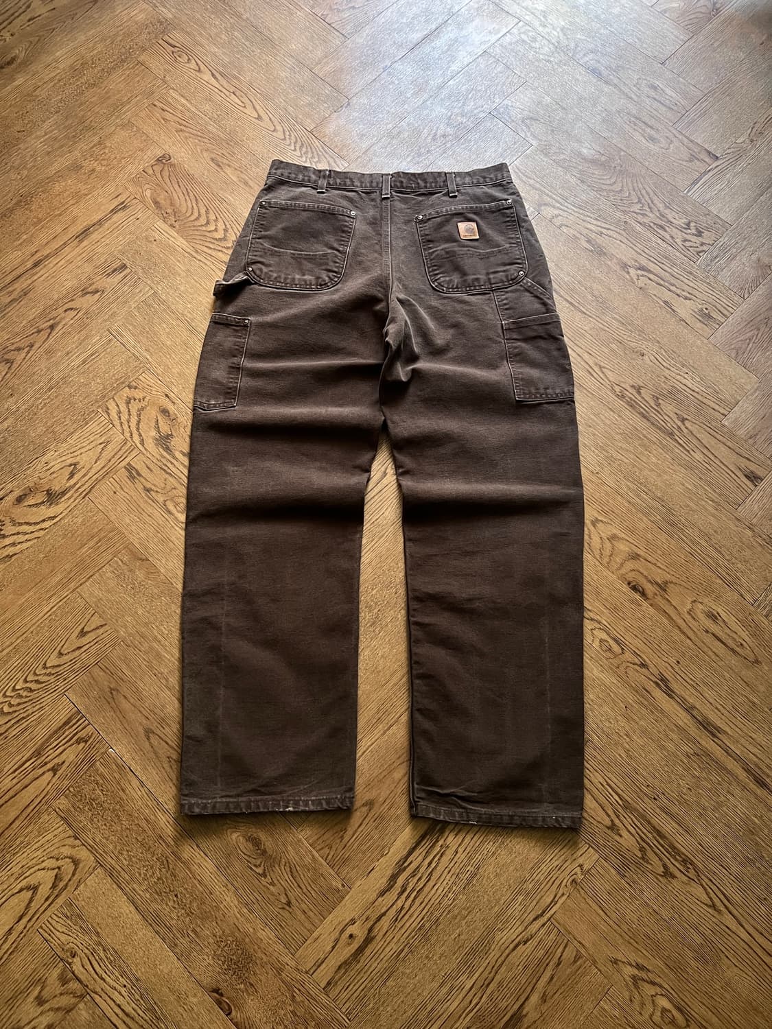 [33]칼하트 USA 빈티지 워싱 다크브라운 더블니 워크 팬츠 상품이미지2