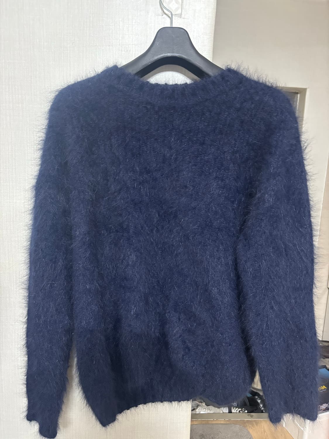 네이비 퍼 니트 상품이미지1