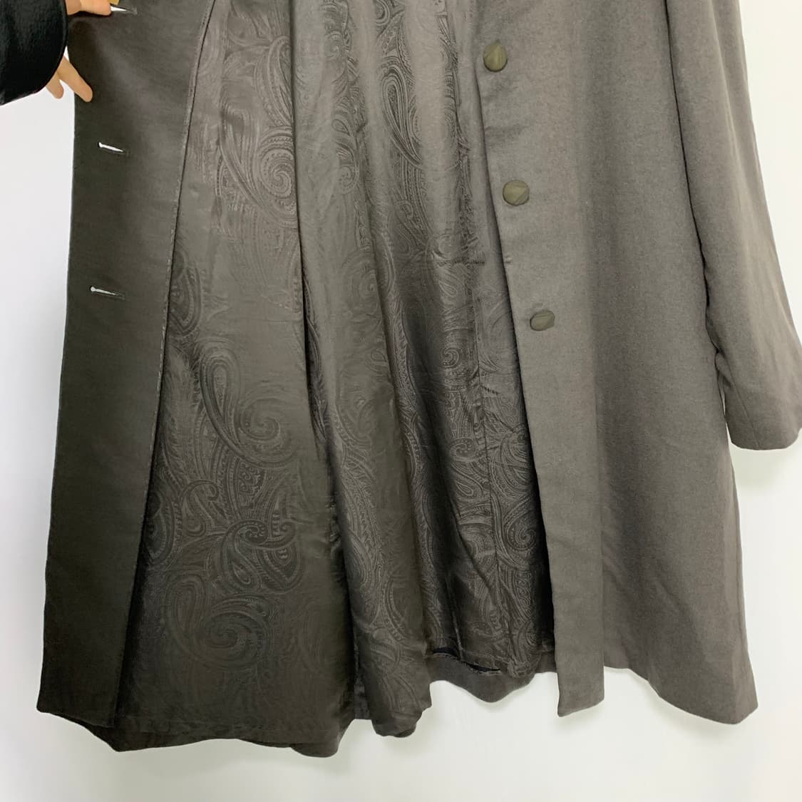 일본 빈티지 노카라 브라운 그레이 버튼 롱 코트 차이나카라 상품이미지6
