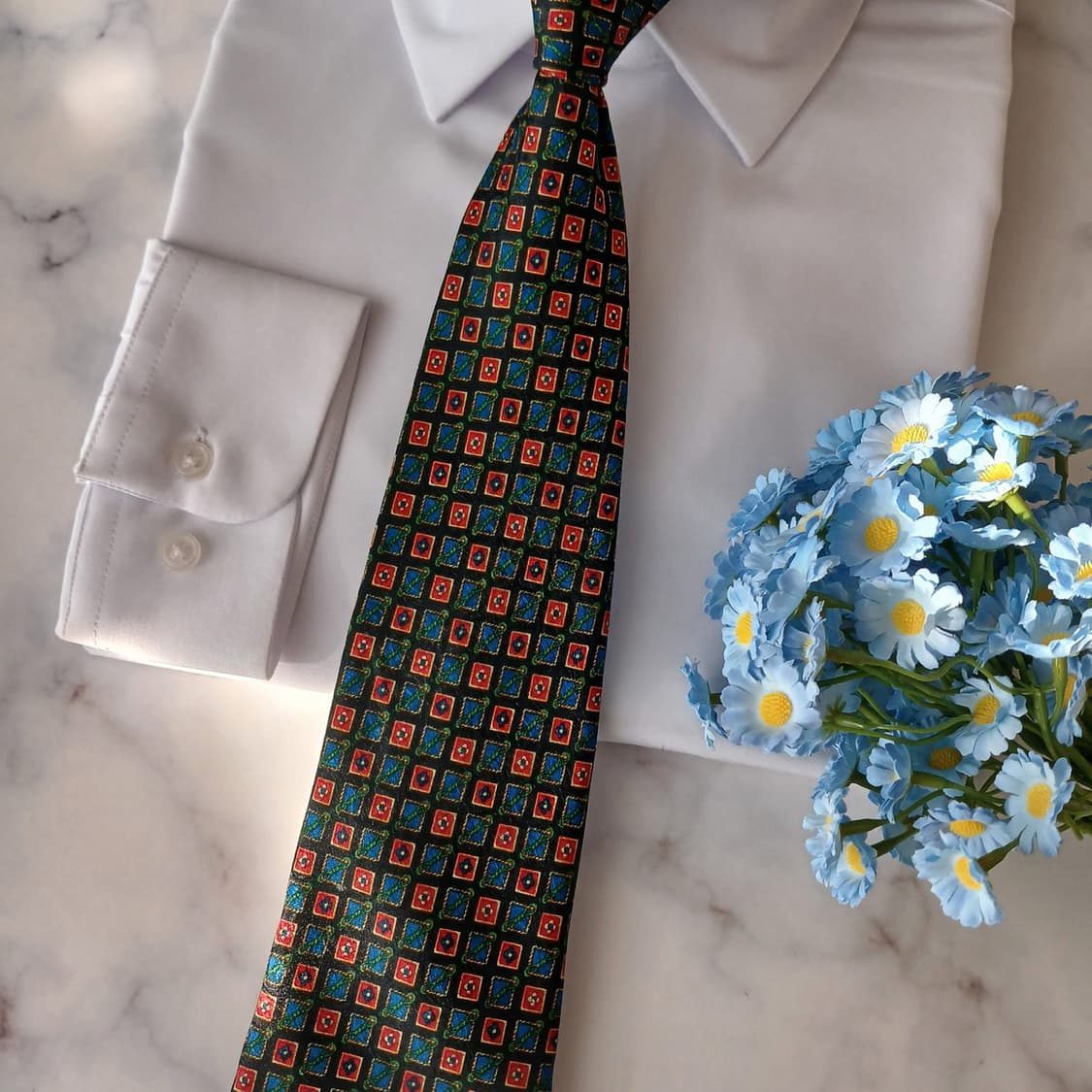 이태리 빈티지 실크 블랙 모자이크 넥타이 10cm A+등급 A19202
 상품이미지4