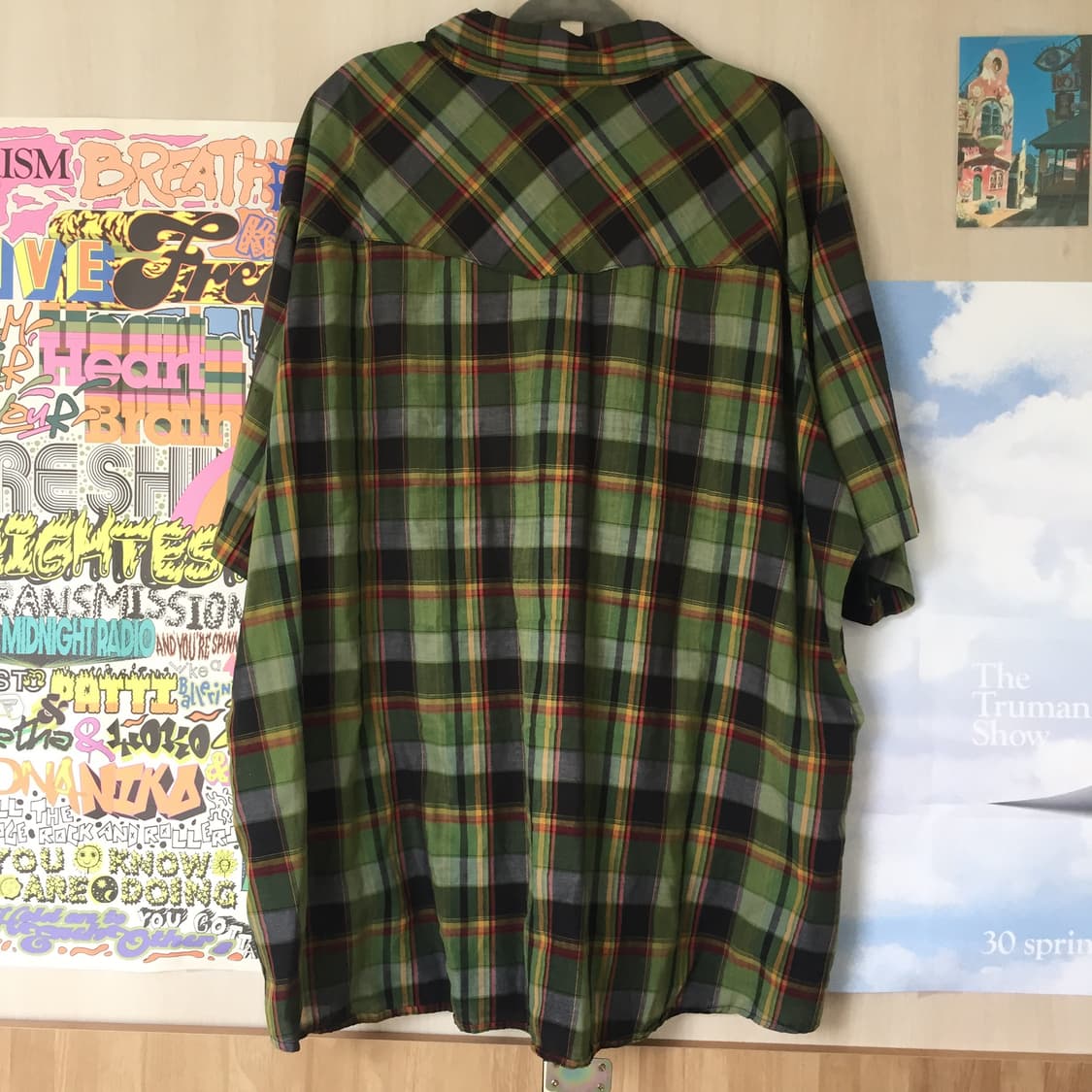 빈티지 그린 반팔 체크 셔츠 너드 상품이미지3