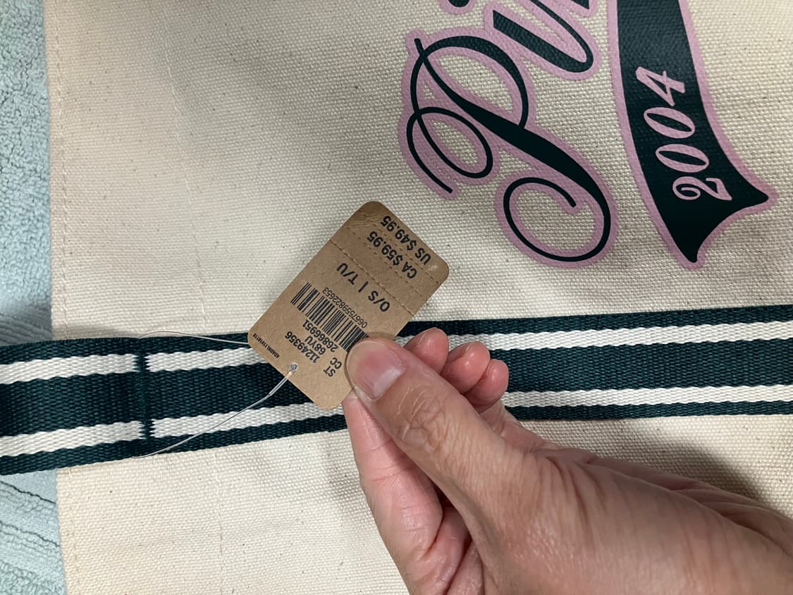 빅토리아 시크릿 핑크 스트라이프 에코백 토트백 캔버스 가방 상품이미지3