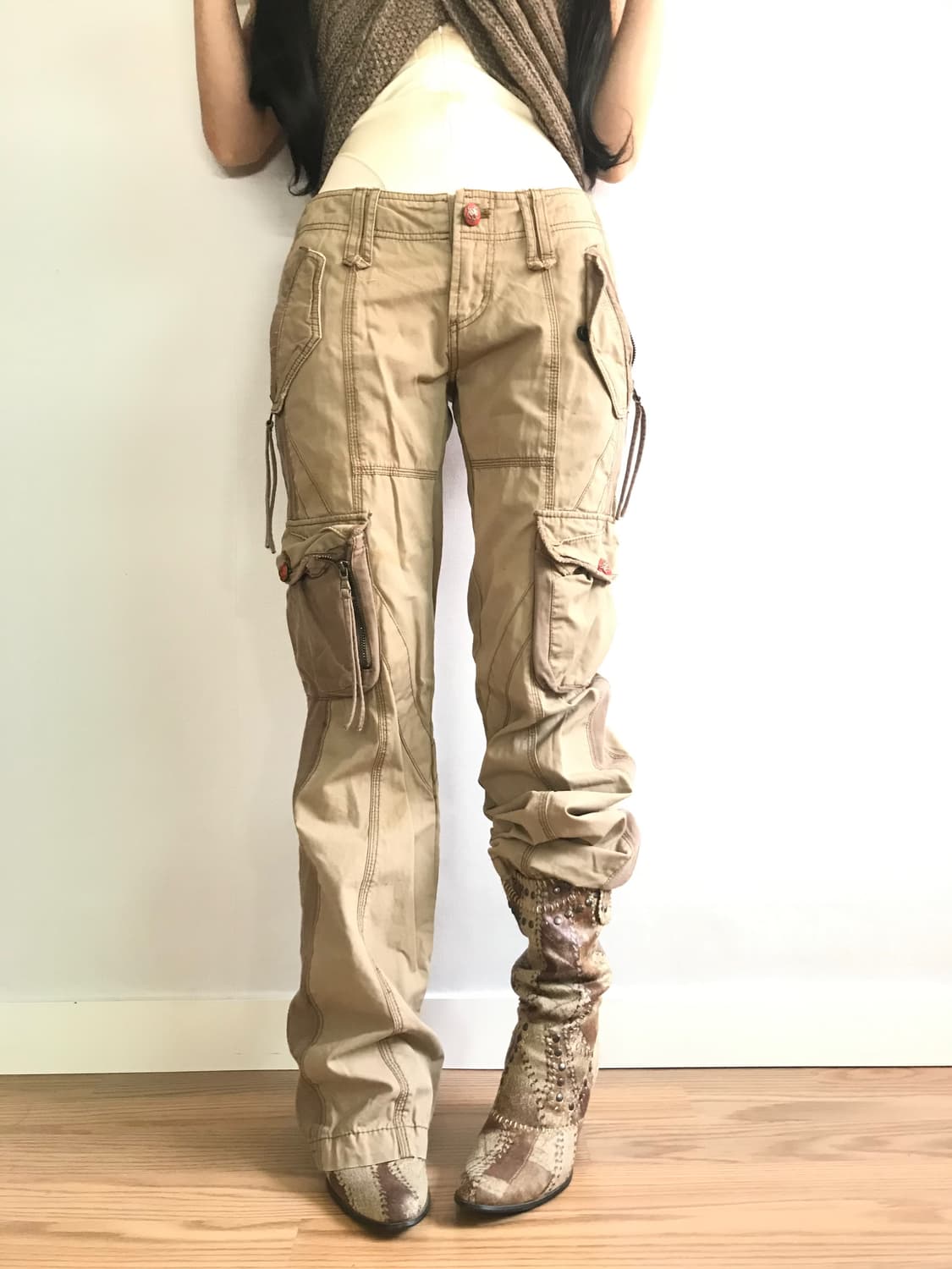 Ask beige multi pocket slim pants 상품이미지2