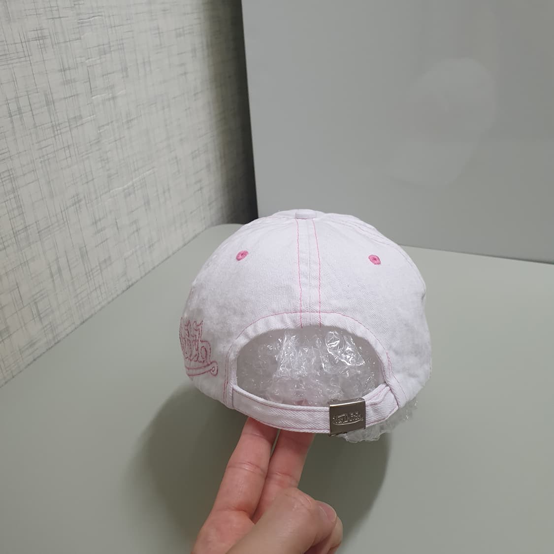 Von Dutch 본더치 빅로고 데미지 빅로고 볼캡 모자 화이트 핑크 상품이미지4