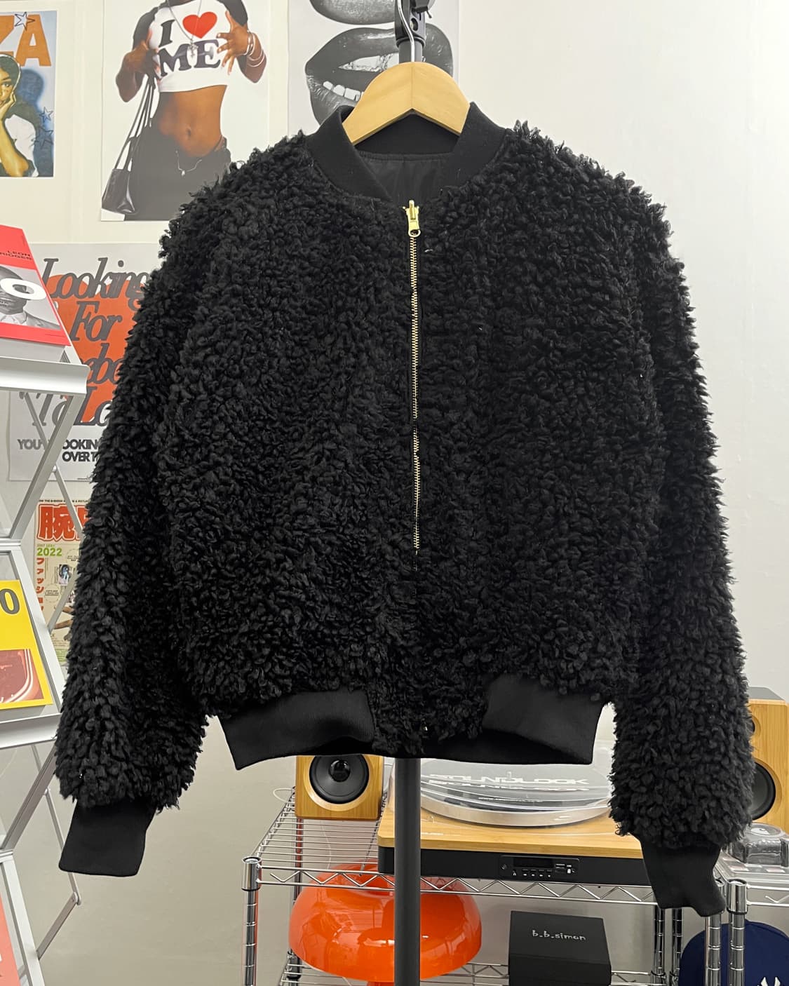올드 빈티지 크롭 쉐르파 퍼 자켓 블랙 상품이미지5