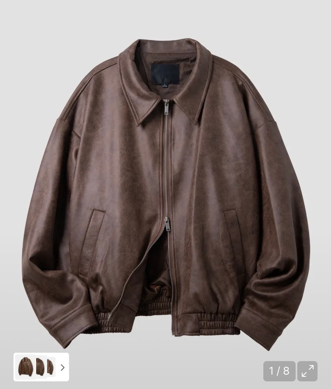 비건 스웨이드 오버핏 미니멀 인시전 스트레이트 집업 자켓 [브라운]  상품이미지1