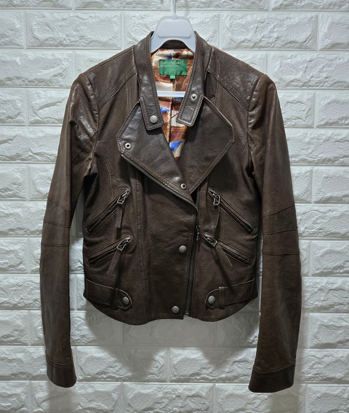 베네통 양가죽 라이더자켓 85~90 상품이미지1