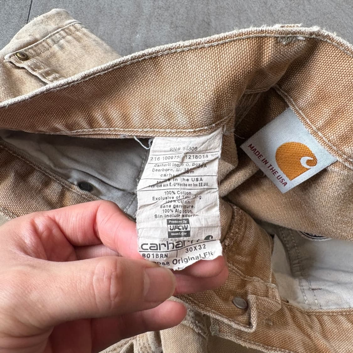 칼하트 미국 생산 브라운 더블니 팬츠 바지 카펜터 상품이미지7
