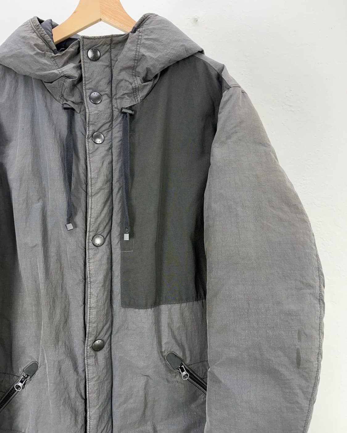 인터메조 테크 워시드 그레이 후디 덕 다운 롱 패딩 자켓 상품이미지3