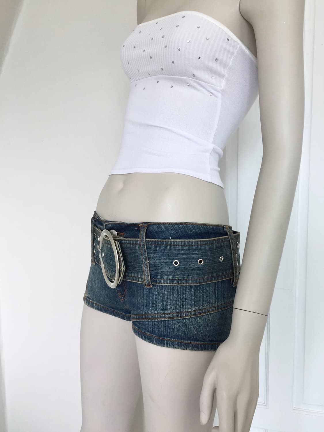 Diva Salon Chunky Belt Denim Shorts 상품이미지2