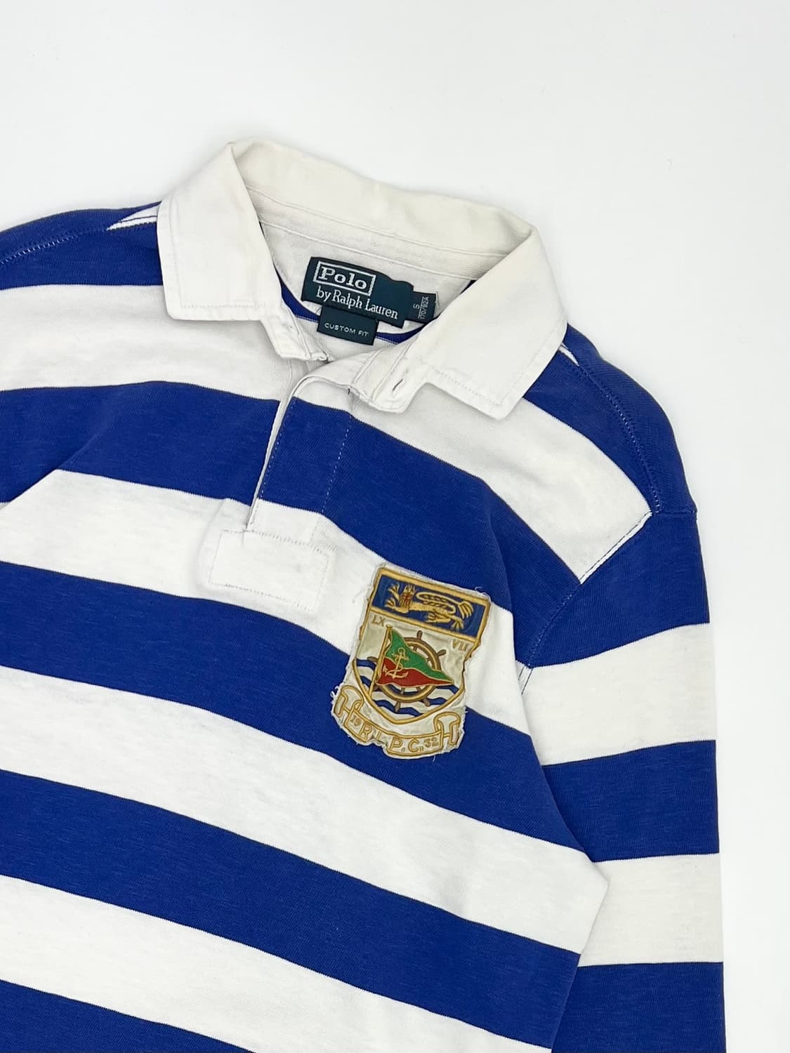 00s 폴로 랄프로렌 블루 스트라이프 로고 와펜 프레피 럭비티 상품이미지2