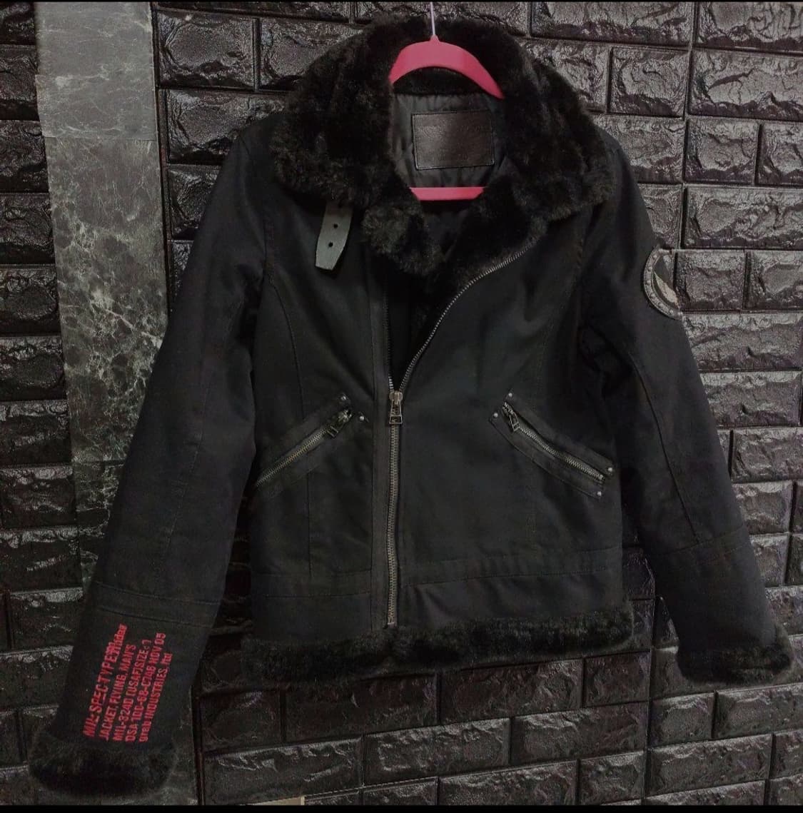 빈티지 MIDAS (미다스) 블랙 B-3 스타일 퍼 자켓 상품이미지2