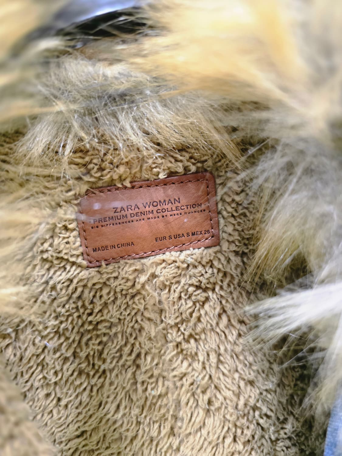 자라 빈티지 퍼 데님 롱 코트 상품이미지2