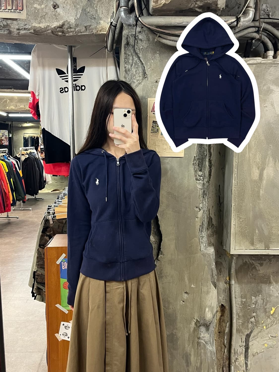 폴로 랄프로렌 후드집업 네이비 XS #csz1368 상품이미지1