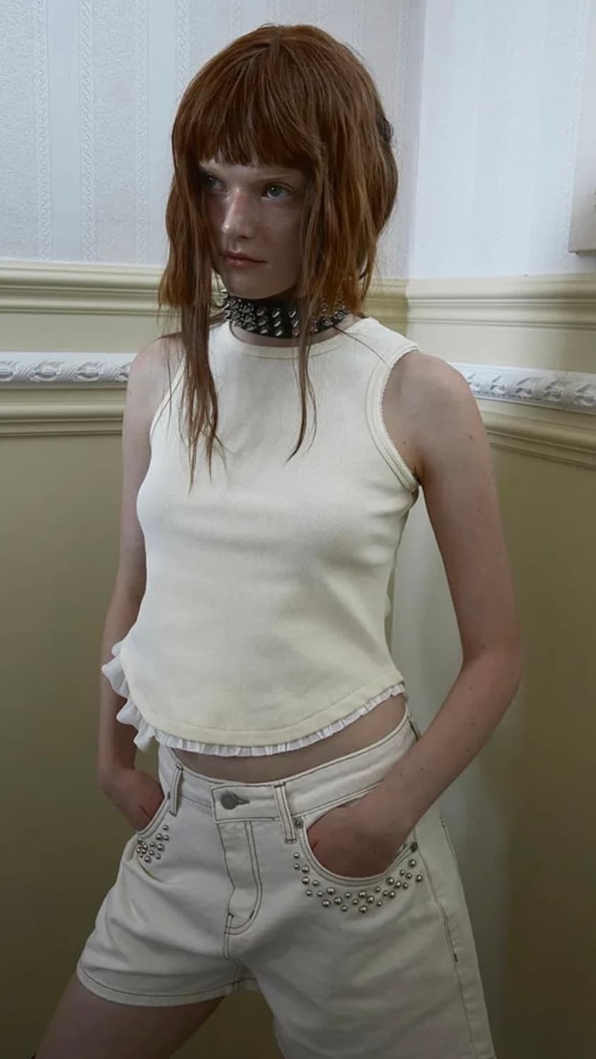 데어드 프릴 레이스 슬리브리스 레몬 상품이미지1