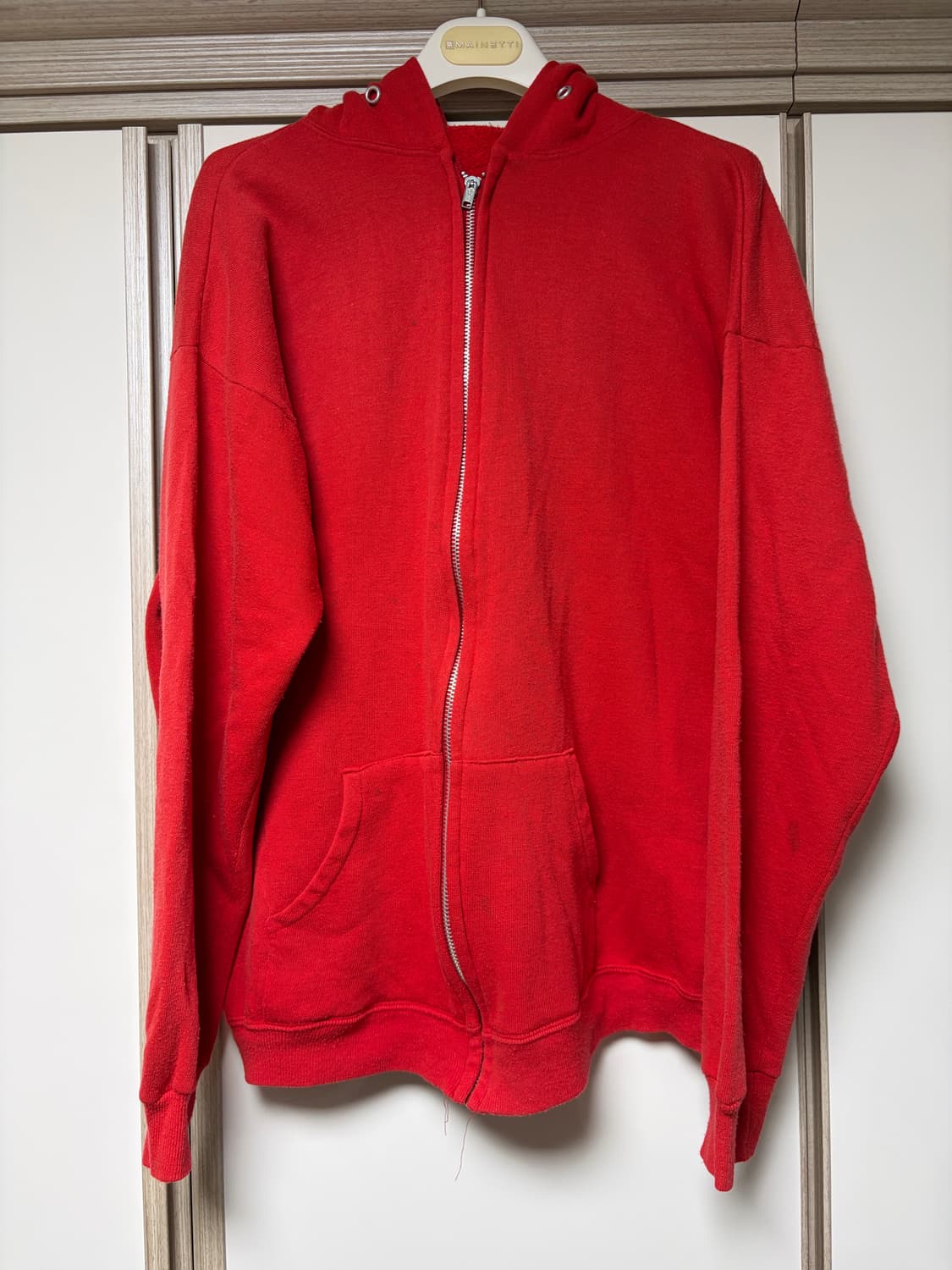 [XL] 빈티지 70s 블랭크 후드집업 레드 상품이미지1