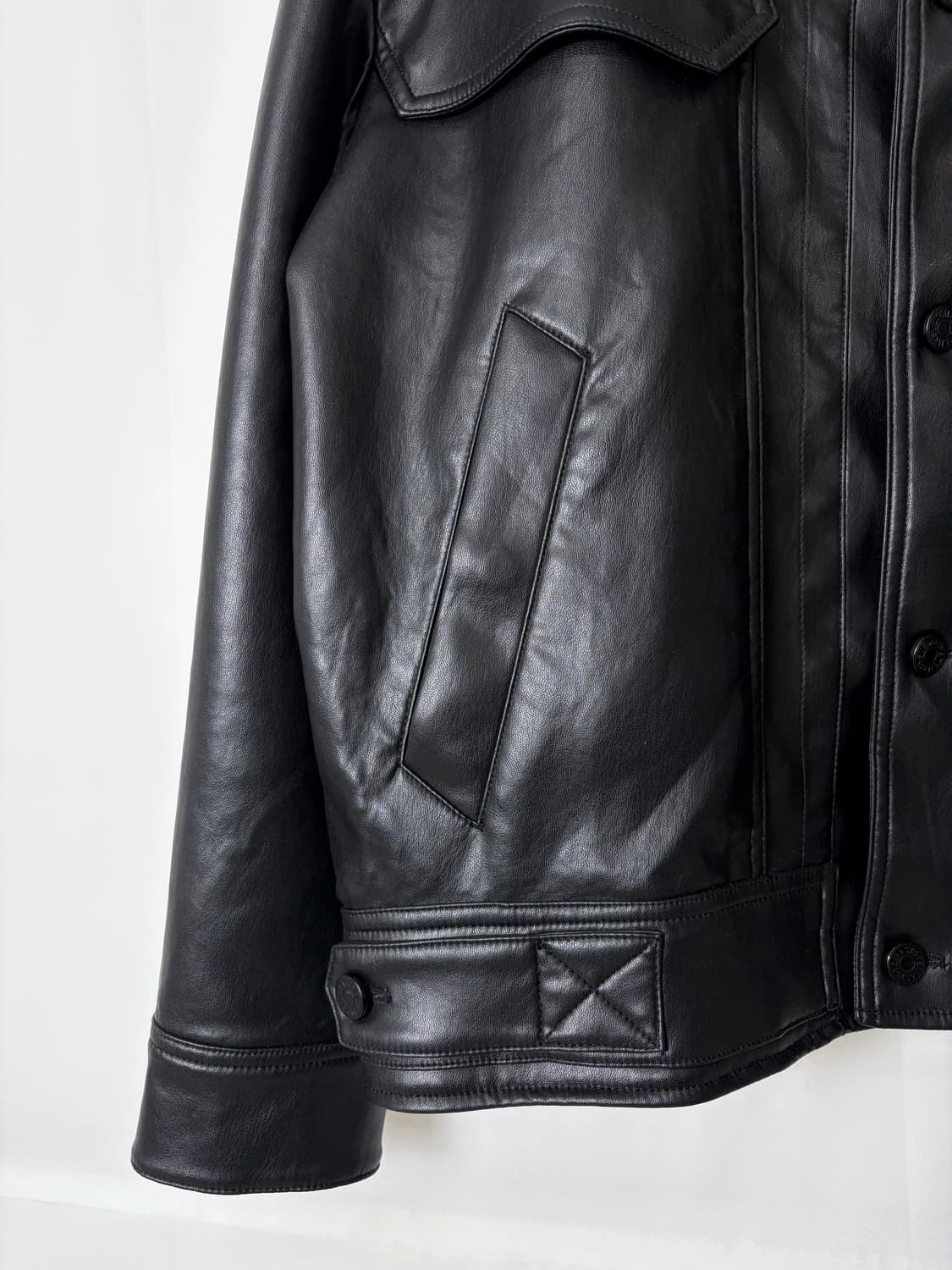 a78) 시스템 SYSTEM 블랙 레더자켓 상품이미지3