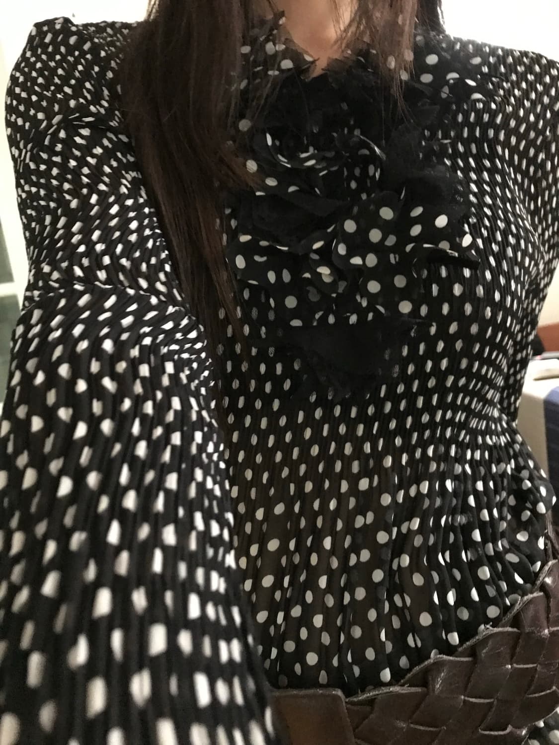 vintage dot pattern pleats top 상품이미지2