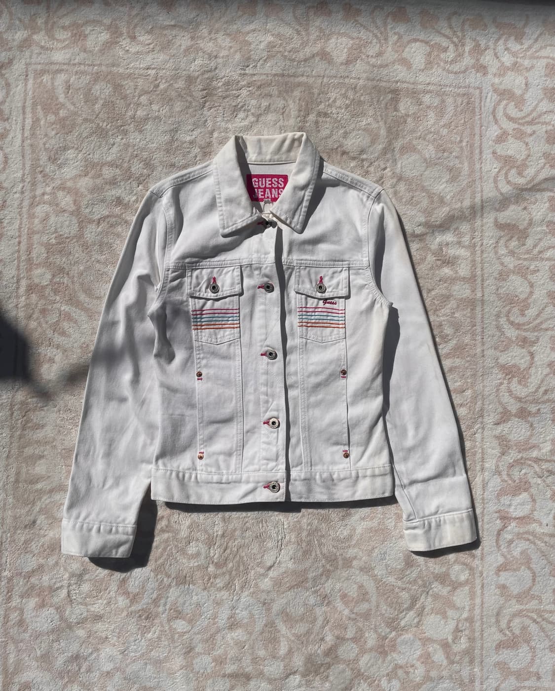 게스 히피 y2k 화이트 트러커자켓 상품이미지1