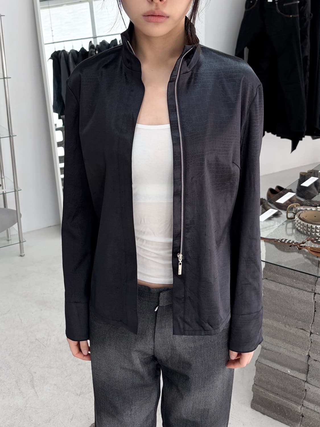 1990’s japan vintage 파이톤 새틴 셔츠 자켓 상품이미지1